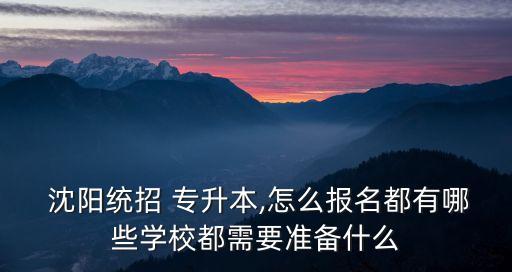  沈陽統(tǒng)招 專升本,怎么報名都有哪些學(xué)校都需要準(zhǔn)備什么