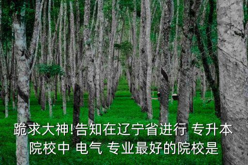 跪求大神!告知在遼寧省進(jìn)行 專升本院校中 電氣 專業(yè)最好的院校是