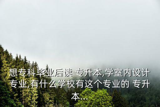 想?？飘厴I(yè)后讀 專升本,學(xué)室內(nèi)設(shè)計(jì)專業(yè),有什么學(xué)校有這個(gè)專業(yè)的 專升本...