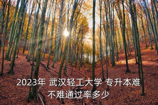 2023年 武漢輕工大學(xué) 專升本難不難通過(guò)率多少