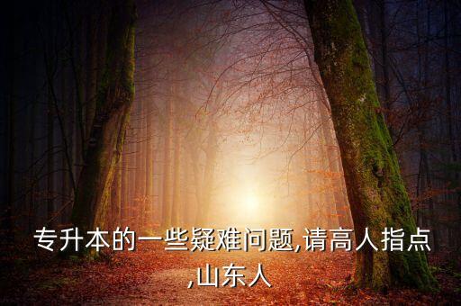  專升本的一些疑難問題,請高人指點(diǎn),山東人