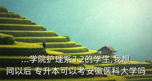 ...學(xué)院護(hù)理系3 2的學(xué)生,我想問以后 專升本可以考安徽醫(yī)科大學(xué)嗎