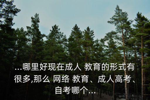 ...哪里好現(xiàn)在成人 教育的形式有很多,那么 網(wǎng)絡(luò) 教育、成人高考、自考哪個(gè)...