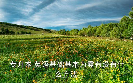  專升本 英語基礎(chǔ)基本為零有沒有什么方法