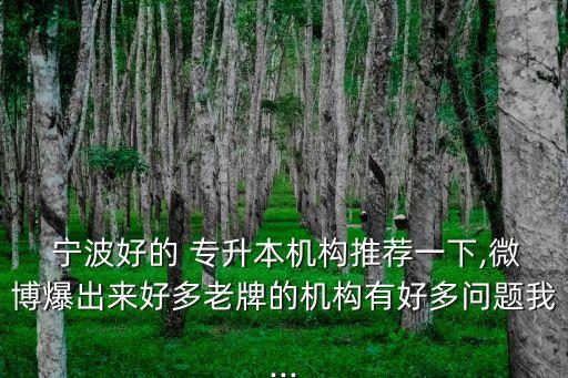  寧波好的 專升本機(jī)構(gòu)推薦一下,微博爆出來好多老牌的機(jī)構(gòu)有好多問題我...