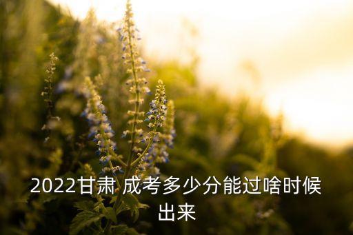 2022甘肅 成考多少分能過啥時候出來