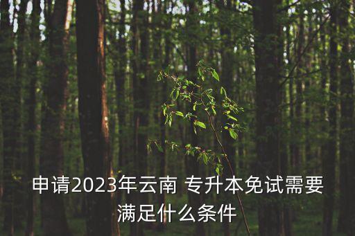 申請2023年云南 專升本免試需要滿足什么條件