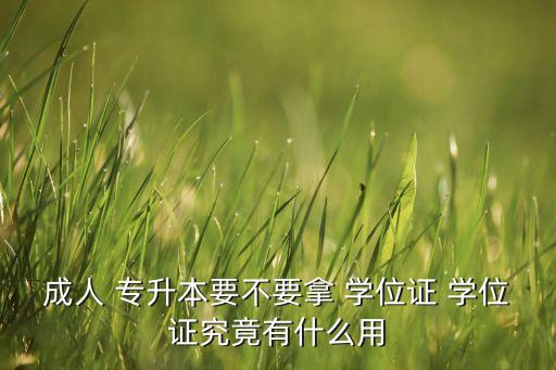 成人 專(zhuān)升本要不要拿 學(xué)位證 學(xué)位證究竟有什么用