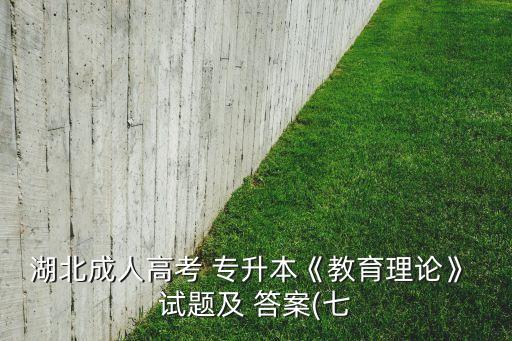 湖北成人高考 專(zhuān)升本《教育理論》 試題及 答案(七