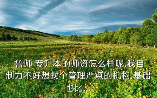  魯師 專(zhuān)升本的師資怎么樣呢,我自制力不好想找個(gè)管理嚴(yán)點(diǎn)的機(jī)構(gòu),基礎(chǔ)也比...