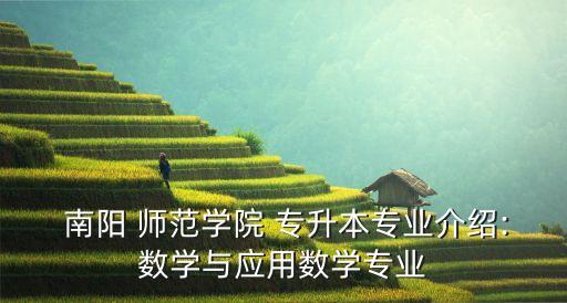  南陽(yáng) 師范學(xué)院 專(zhuān)升本專(zhuān)業(yè)介紹:數(shù)學(xué)與應(yīng)用數(shù)學(xué)專(zhuān)業(yè)