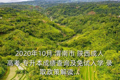 2020年10月 渭南市 陜西成人高考 專升本成績(jī)查詢及免試入學(xué) 錄取政策解讀...