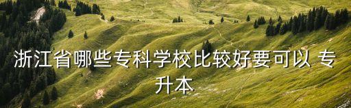 浙江省哪些?？茖W(xué)校比較好要可以 專升本