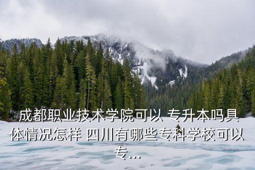  成都職業(yè)技術(shù)學院可以 專升本嗎具體情況怎樣 四川有哪些?？茖W?？梢詫?..