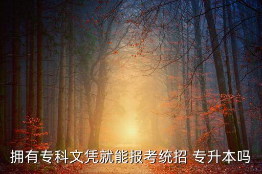 擁有專科文憑就能報考統(tǒng)招 專升本嗎