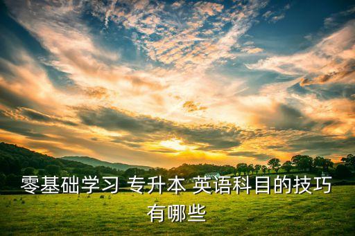 零基礎學習 專升本 英語科目的技巧有哪些