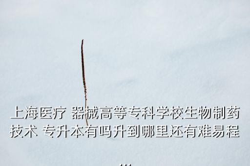 上海醫(yī)療 器械高等?？茖W校生物制藥技術(shù) 專升本有嗎升到哪里還有難易程...