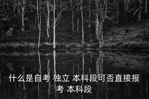 什么是自考 獨(dú)立 本科段可否直接報考 本科段