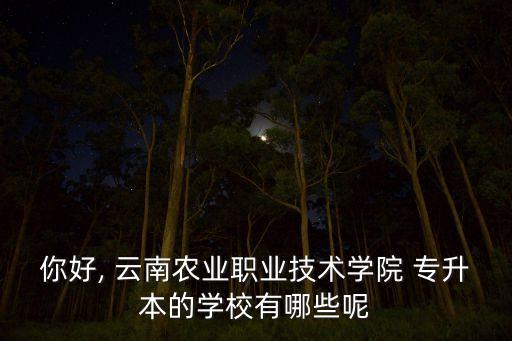 你好, 云南農(nóng)業(yè)職業(yè)技術(shù)學(xué)院 專(zhuān)升本的學(xué)校有哪些呢