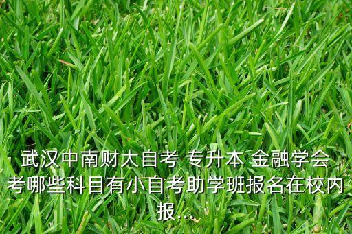 武漢中南財大自考 專升本 金融學會考哪些科目有小自考助學班報名在校內報...
