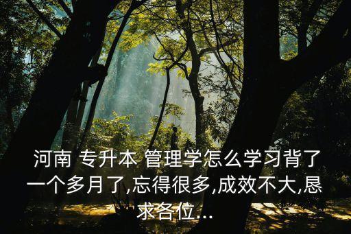  河南 專升本 管理學(xué)怎么學(xué)習(xí)背了一個多月了,忘得很多,成效不大,懇求各位...