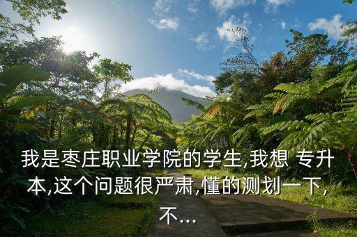 我是棗莊職業(yè)學院的學生,我想 專升本,這個問題很嚴肅,懂的測劃一下,不...