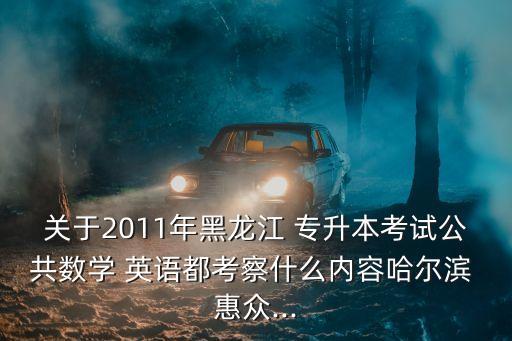 關(guān)于2011年黑龍江 專升本考試公共數(shù)學(xué) 英語(yǔ)都考察什么內(nèi)容哈爾濱 惠眾...