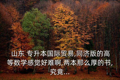 山東 專升本國際貿(mào)易,同濟版的高等數(shù)學(xué)感覺好難啊,兩本那么厚的書,究竟...