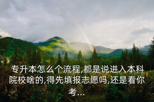  專升本怎么個(gè)流程,都是說進(jìn)入本科院校啥的,得先填報(bào)志愿嗎,還是看你考...