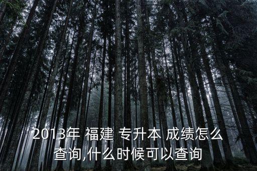 2013年 福建 專升本 成績怎么查詢,什么時候可以查詢