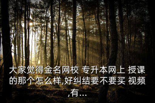 大家覺得金名網校 專升本網上 授課的那個怎么樣,好糾結要不要買 視頻,有...