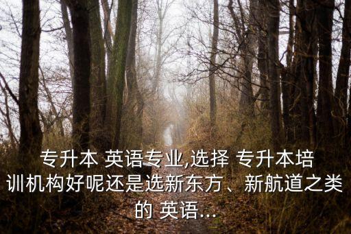  專升本 英語專業(yè),選擇 專升本培訓機構好呢還是選新東方、新航道之類的 英語...