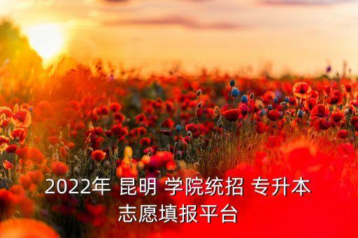 2022年 昆明 學院統(tǒng)招 專升本志愿填報平臺