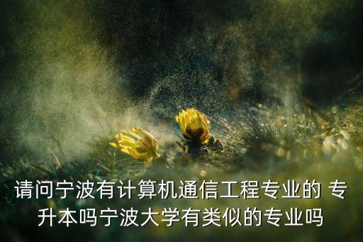 請(qǐng)問(wèn)寧波有計(jì)算機(jī)通信工程專(zhuān)業(yè)的 專(zhuān)升本嗎寧波大學(xué)有類(lèi)似的專(zhuān)業(yè)嗎