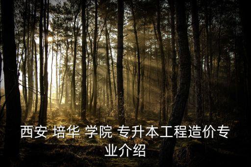 西安 培華 學院 專升本工程造價專業(yè)介紹