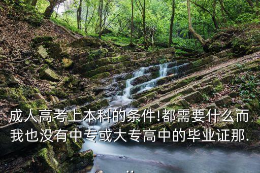 成人高考上本科的條件!都需要什么而我也沒有中?；虼髮８咧械漠厴I(yè)證那...