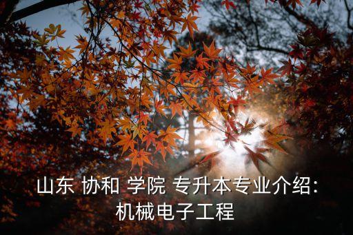 山東 協(xié)和 學院 專升本專業(yè)介紹:機械電子工程
