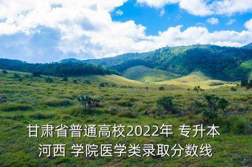 甘肅省普通高校2022年 專升本 河西 學(xué)院醫(yī)學(xué)類錄取分數(shù)線