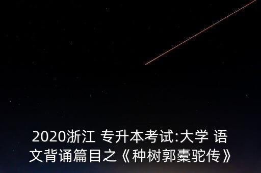 2020浙江 專升本考試:大學 語文背誦篇目之《種樹郭橐駝傳》