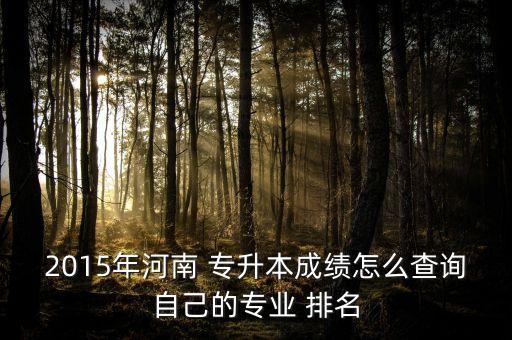 2015年河南 專(zhuān)升本成績(jī)?cè)趺床樵?xún)自己的專(zhuān)業(yè) 排名