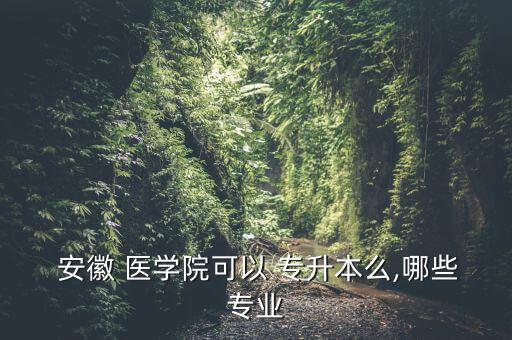  安徽 醫(yī)學院可以 專升本么,哪些專業(yè)