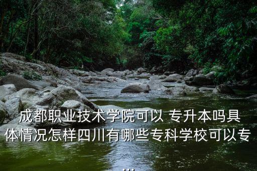  成都職業(yè)技術(shù)學(xué)院可以 專升本嗎具體情況怎樣四川有哪些?？茖W(xué)?？梢詫?..