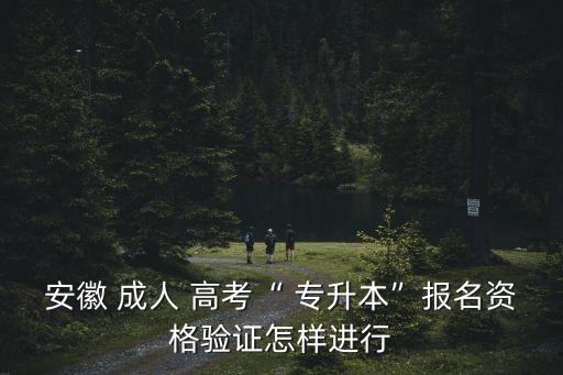 安徽 成人 高考“ 專升本”報名資格驗證怎樣進行