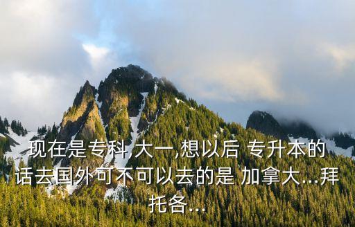 現(xiàn)在是?？?大一,想以后 專升本的話去國外可不可以去的是 加拿大…拜托各...