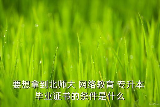 要想拿到北師大 網(wǎng)絡(luò)教育 專(zhuān)升本 畢業(yè)證書(shū)的條件是什么