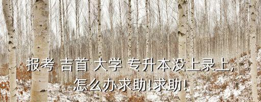 報(bào)考 吉首 大學(xué) 專升本沒(méi)上錄上,怎么辦求助!求助!