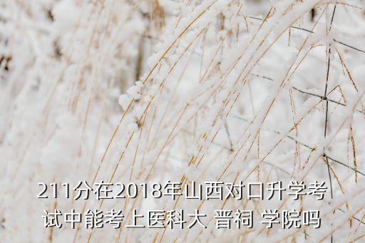 211分在2018年山西對口升學(xué)考試中能考上醫(yī)科大 晉祠 學(xué)院嗎