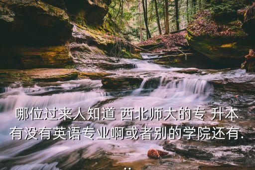 哪位過(guò)來(lái)人知道 西北師大的專(zhuān) 升本有沒(méi)有英語(yǔ)專(zhuān)業(yè)啊或者別的學(xué)院還有...