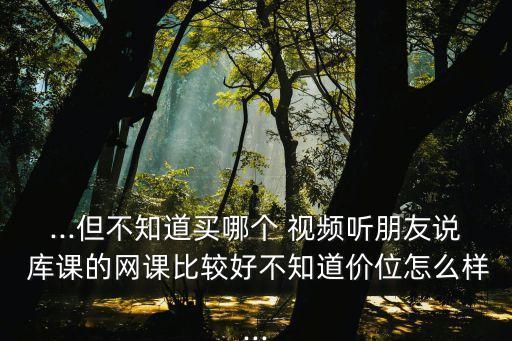 ...但不知道買哪個(gè) 視頻聽朋友說 庫課的網(wǎng)課比較好不知道價(jià)位怎么樣...