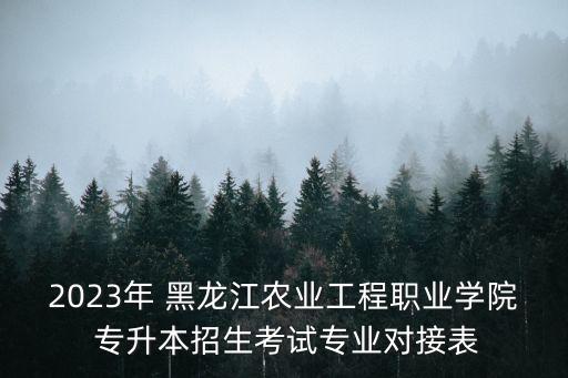 2023年 黑龍江農(nóng)業(yè)工程職業(yè)學(xué)院 專升本招生考試專業(yè)對接表